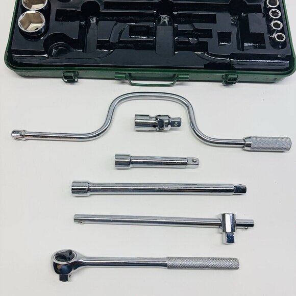 Vintage Rockford 25 piece 1/2 inch drive socket set W/ case Japan - Picture 8 of 12